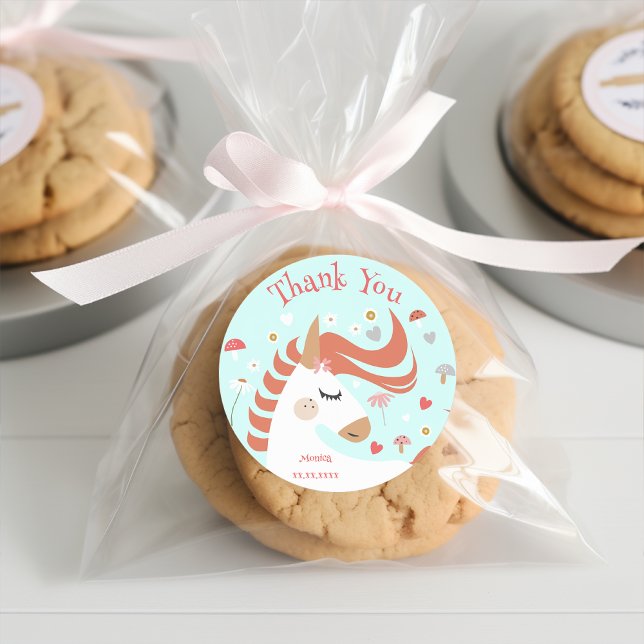 Sticker Rond Whimsical magie licorne anniversaire de enfant mer (Créateur téléchargé)