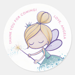 Sticker Rond Whimsical Magique Fairy Merci Anniversaire