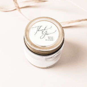 Sticker Rond Whimsical Minimal Script Merci Mariage Faveur
