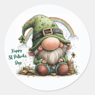 Sticker Rond Whimsical St. Patrick’s Day Gnome