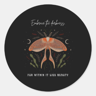 Sticker Rond Whimsigoth Cottagecore Goblincore Forest Luna Moth