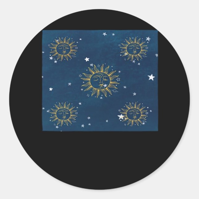 Sticker Rond Whimsigoth Night Sky Sun Moon Witchy Classic Desig (Devant)