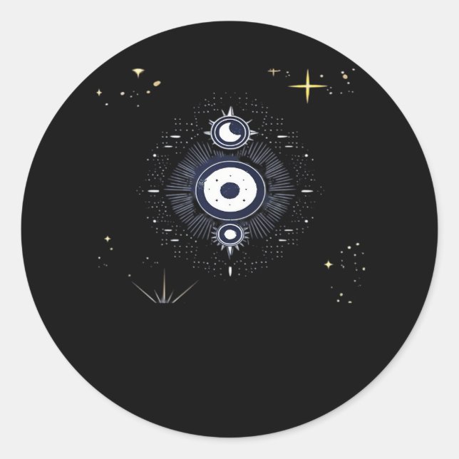 Sticker Rond Whimsigoth Night Sky Sun Moon Witchy Classic Vinta (Devant)