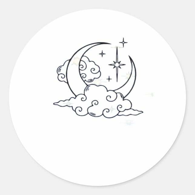 Sticker Rond Whimsigoth Nuages Lune Witchy Classic (Devant)