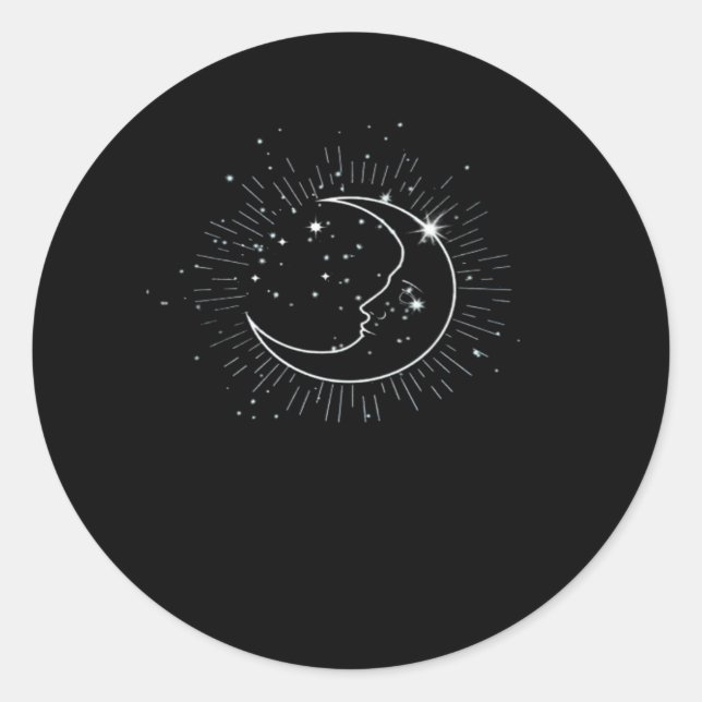 Sticker Rond Whimsigoth Starry Night Moon Witchy Classic (Devant)