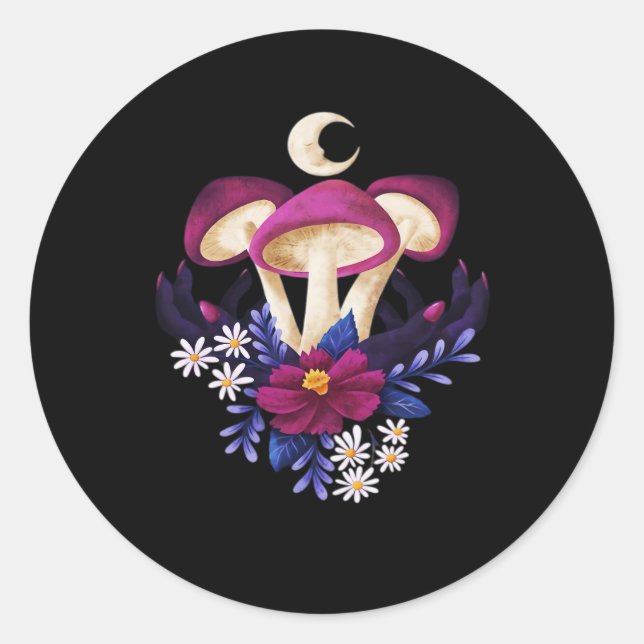 Sticker Rond Whimsigothique Champignons Classique (Devant)