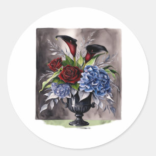 Sticker Rond Whimsigothique – Vasque Florale Gothique Esthétiqu
