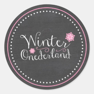 Sticker Rond Whimsski Winter Onederland 1er anniversaire
