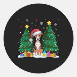 Sticker Rond Whippet Amoureux de les chiens Santa Hat Ugly Chri