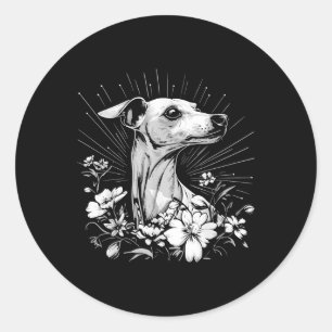 Sticker Rond Whippet Amoureux des chiens style rétro tatouage