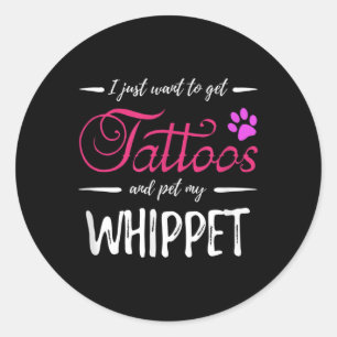 Sticker Rond Whippet Amoureux des chiens Tattoo Funny Chien Mam