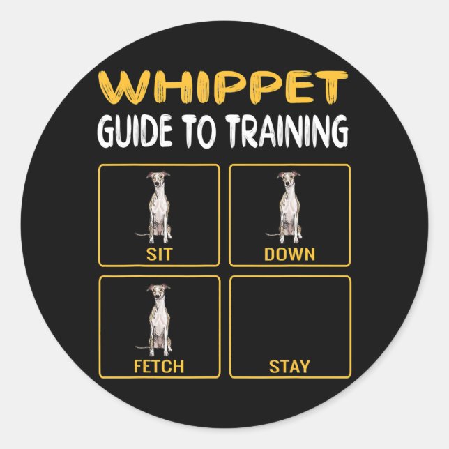 Sticker Rond Whippet Guide Pour L'Entraînement De L'Obéissance  (Devant)