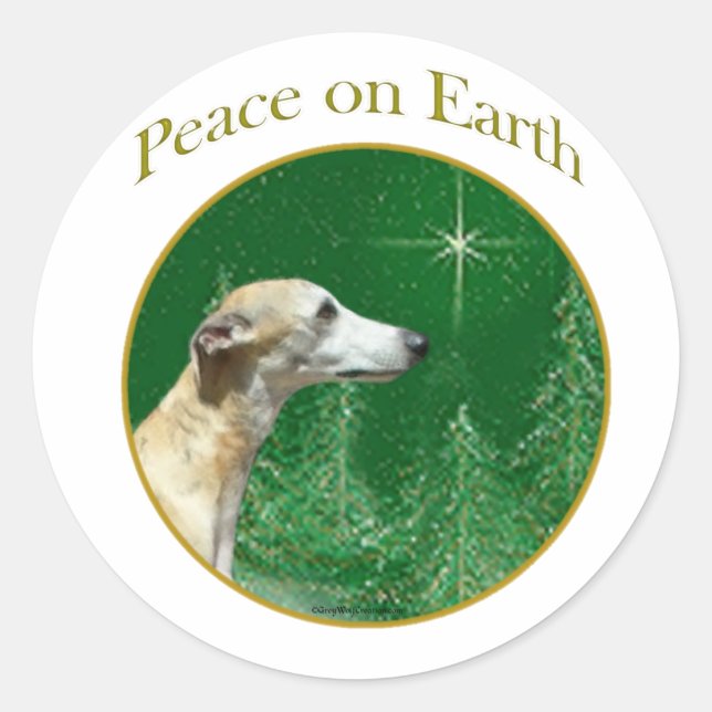 Sticker Rond Whippet Peace (Devant)