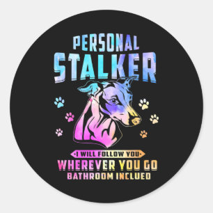 Sticker Rond Whippet Personal Stalker Je Vous Suivrai