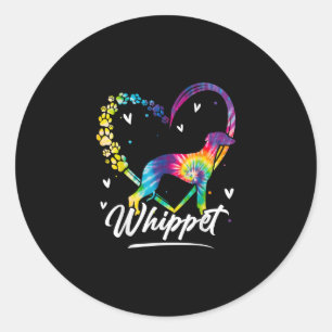 Sticker Rond Whippet Tie Dye Amoureux des chiens Rainbow Gift T