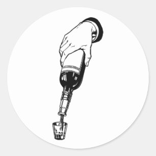 Sticker Rond Whiskey à la main dans le verre de tir fête Art