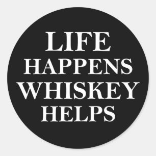 Sticker Rond Whiskey aide à drôles de paroles d'alcool