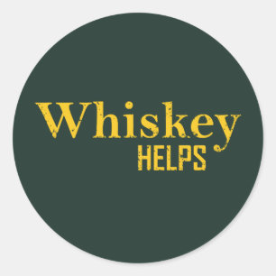 Sticker Rond Whiskey aide à drôles l'alcool dit whisky citation