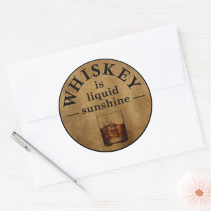 Sticker Rond Whiskey cite d'étranges paroles d'alcool vintages