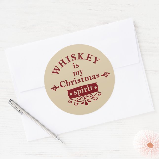 Sticker Rond Whiskey est mon esprit de Noël (Enveloppe)