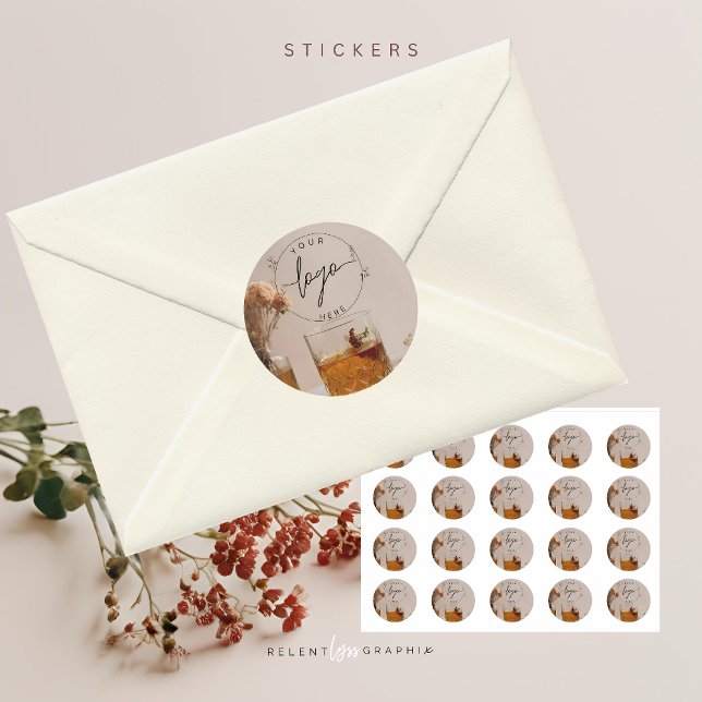 Sticker Rond Whiskey | Fleurs Boho | Esthétique (Créateur téléchargé)