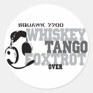Sticker Rond Whiskey Tango Foxtrot - Humour de l'aviation