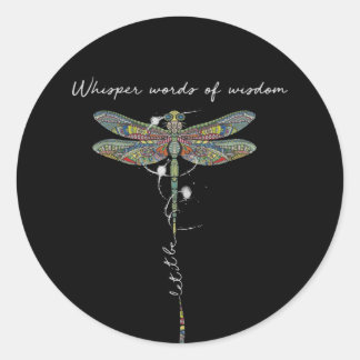 Sticker Rond Whisper Words Of Wisdom Brocade Dragonfly