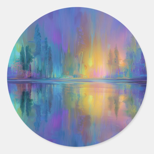 Sticker Rond Whispering Woods dans les couleurs pastel (Devant)