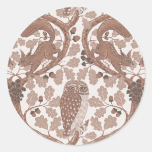 Sticker Rond Whispers/Chouettes et écureuils des bois dans le c