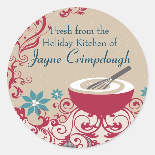Sticker Rond Whisque mélange bol Noël vacances nourriture étiqu (Devant)