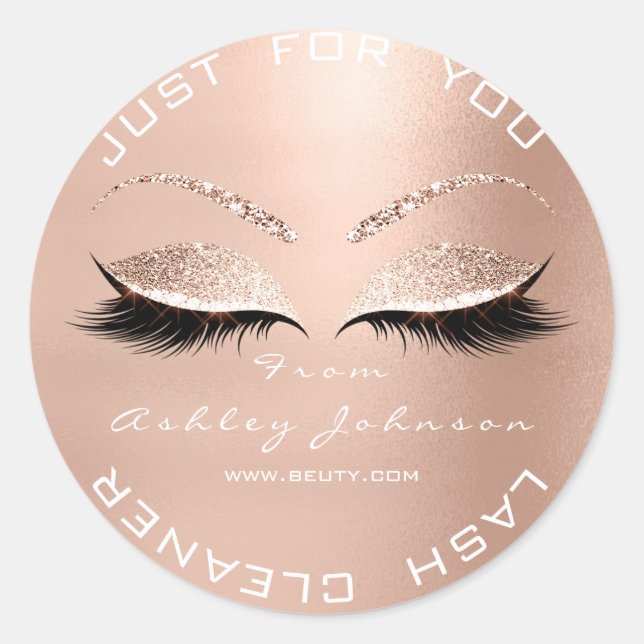 Sticker Rond White Beauty Salon Parties scintillant Rose Gold L (Devant)
