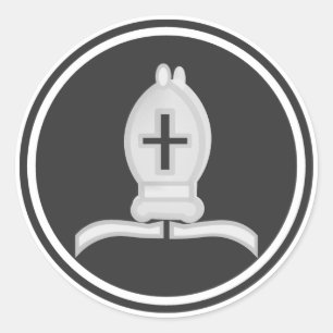 Sticker Rond White Bishop Chess Piece