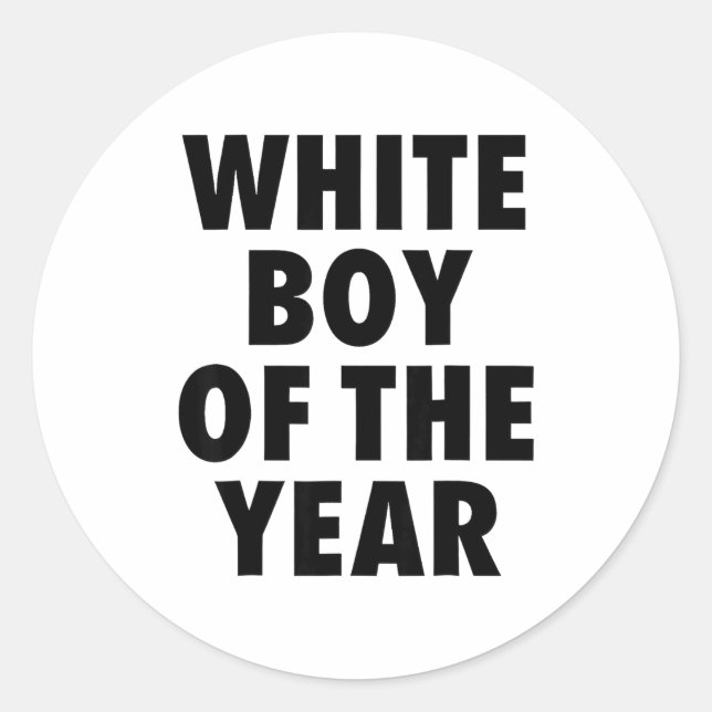 Sticker Rond White Boy Of The Year For Men Boys Kids Funny  (Devant)