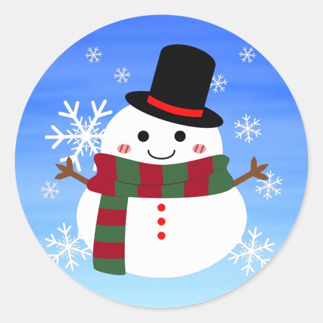 Sticker Rond White Christmas Snowman (Devant)