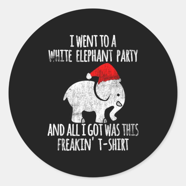 Sticker Rond White Elephant Christmas Fun Gift Exchange Contest (Devant)