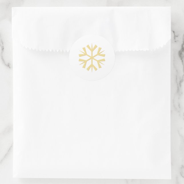 Sticker Rond White Faux Gold Big Snowflake Noël (Sac)