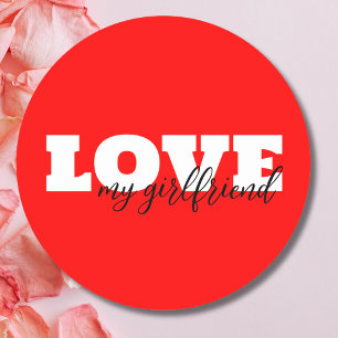 Sticker Rond White LOVE Neon Red Valentine