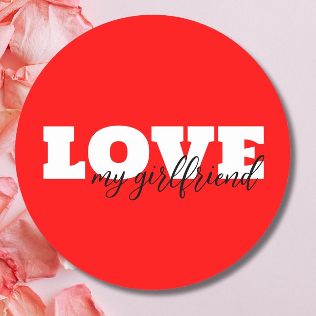 Sticker Rond White LOVE Neon Red Valentine (Créateur téléchargé)