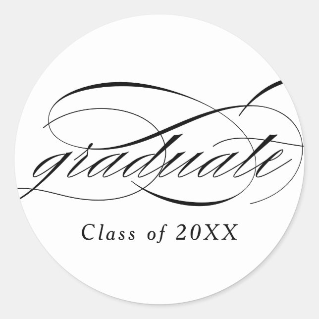 Sticker Rond White Modern Élégant Script Graduation (Devant)