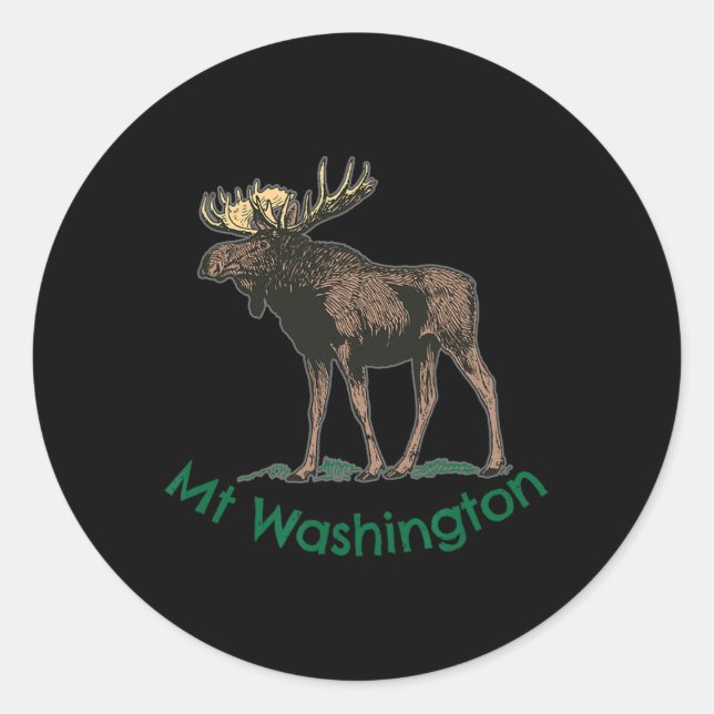 Sticker Rond White Mountains Mt Washington New Hampshire Moose  (Devant)