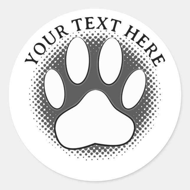 Sticker Rond White Paw Print Editable Text  (Devant)