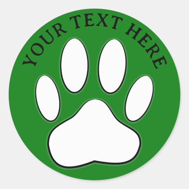 Sticker Rond White Paw Print Editable Text (Devant)