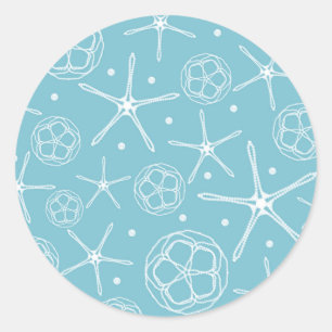 Sticker Rond White Pearl Starfish Mariage Fête des mariées