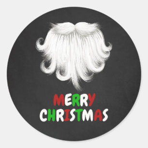 Sticker Rond White Père Noël Beard Christmas Party