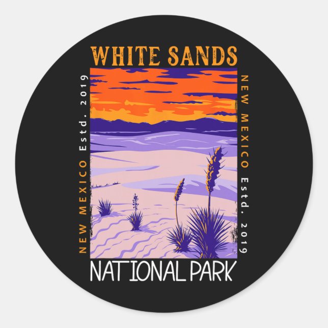 Sticker Rond White Sands National Park New Mexico Distressed Vi (Devant)