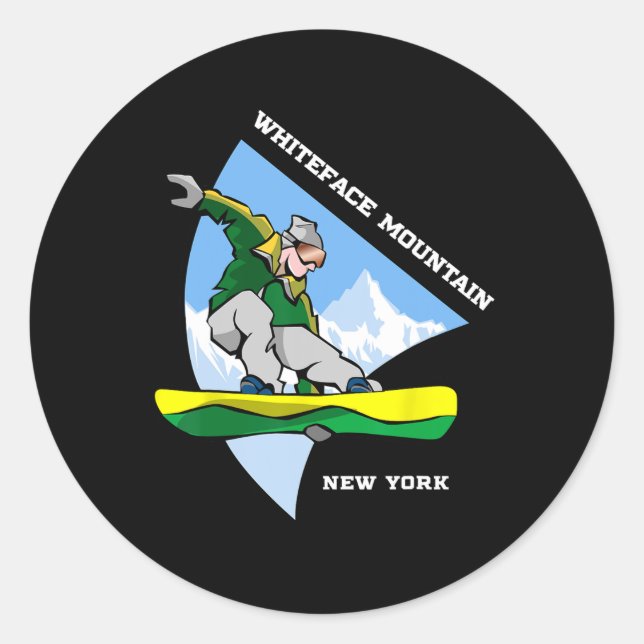 Sticker Rond Whiteface Mountain New York Snowboard (Devant)