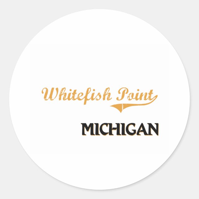 Sticker Rond Whitefish Point Classique du Michigan (Devant)