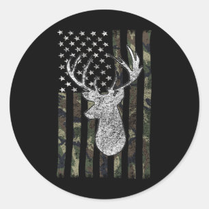 Sticker Rond Whitetail Buck Deer chasse Camouflage américain no