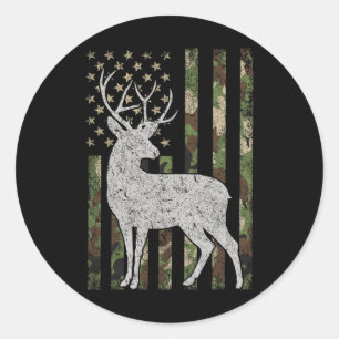 Sticker Rond Whitetail Buck Deer chasse Camouflage américain no