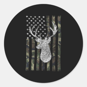 Sticker Rond Whitetail Buck Deer Hunting American Camouflage US